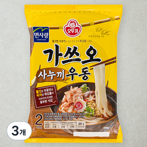 오뚜기 가쓰오사누끼 우동 2인분, 466g, 3개