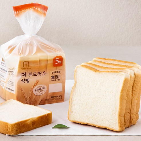 [로켓프레시] 델리팜 더 부드러운 식빵 5입, 1개, 380g