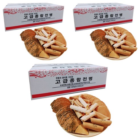 정다운식품 추억의 옛날과자 고급 종합 전병, 800g, 3개