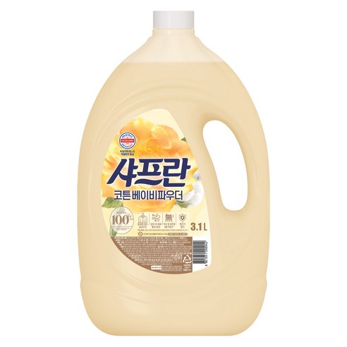 샤프란 섬유유연제 코튼 베이비파우더 본품, 3.1L, 1개