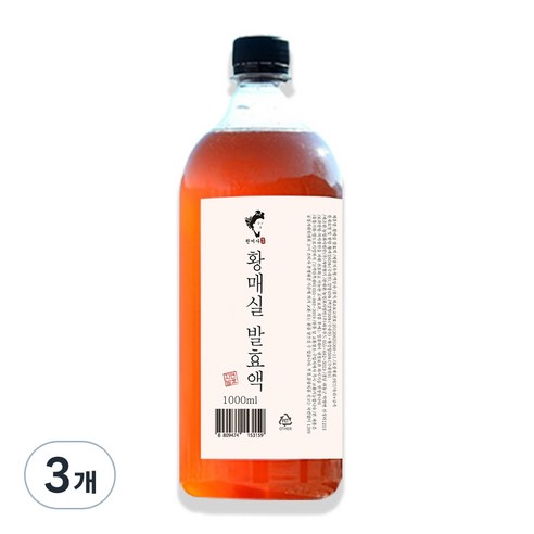 하동권여사 황매실 발효액, 1L, 3개