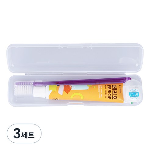 오랄라 여행용 칫솔 + 치실 + 치약 + 케이스 세트, 3세트