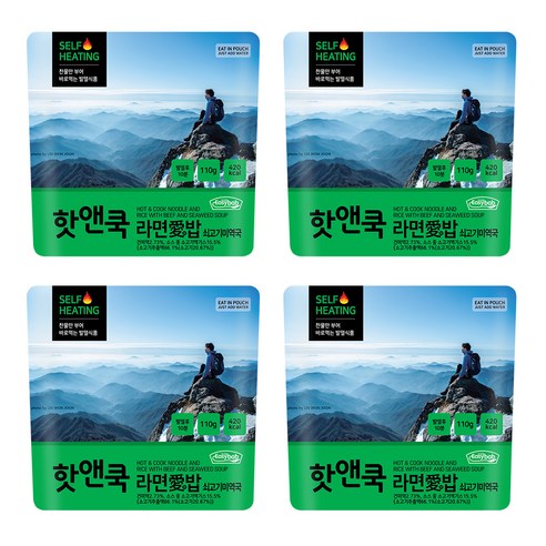 이지밥 핫앤쿡 라면애밥 쇠고기미역국, 110g, 4개