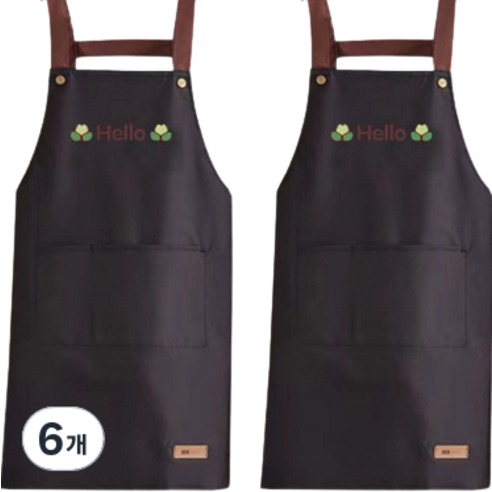 헬로젬 헬로 포켓 H형 앞치마, 블랙, 6개