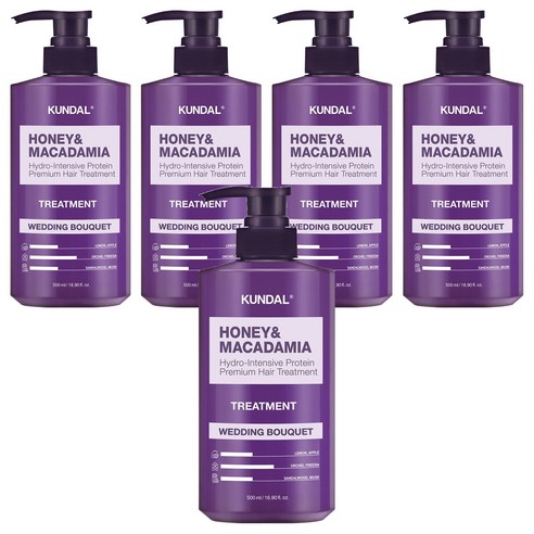 쿤달 허니 앤 마카다미아 헤어 트리트먼트 웨딩부케향, 500ml, 5개