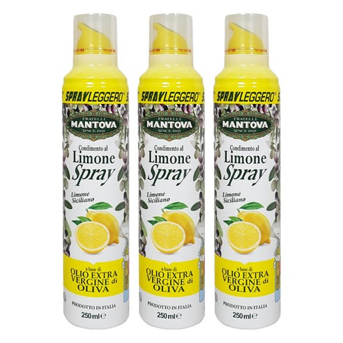 만토바 엑스트라버진 올리브오일 스프레이 레몬, 250ml, 3개