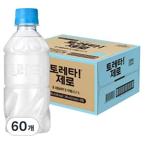 토레타 제로 무라벨 이온음료, 340ml, 60개