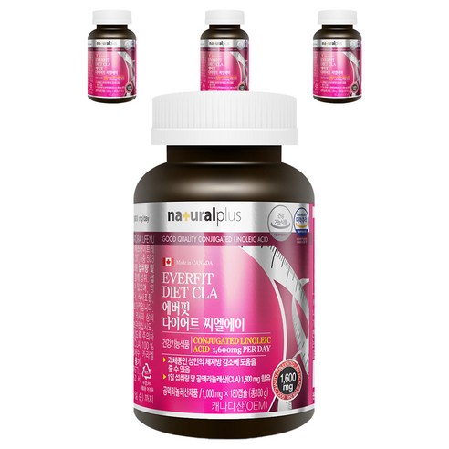 내츄럴플러스 에버핏 다이어트 씨엘에이 공액 리놀레산, 180g, 4개