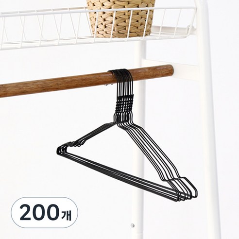 조은리빙 세탁소 철제 옷걸이, 블랙, 200개