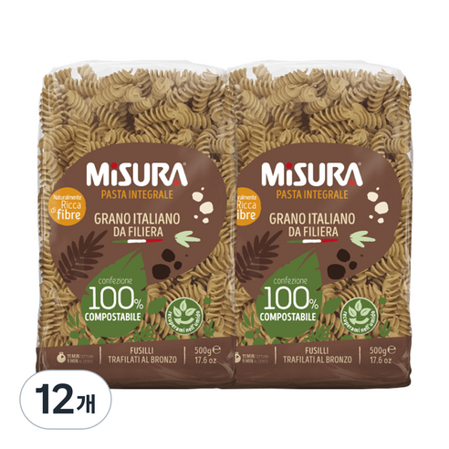 미주라 통밀푸질리, 500g, 12개
