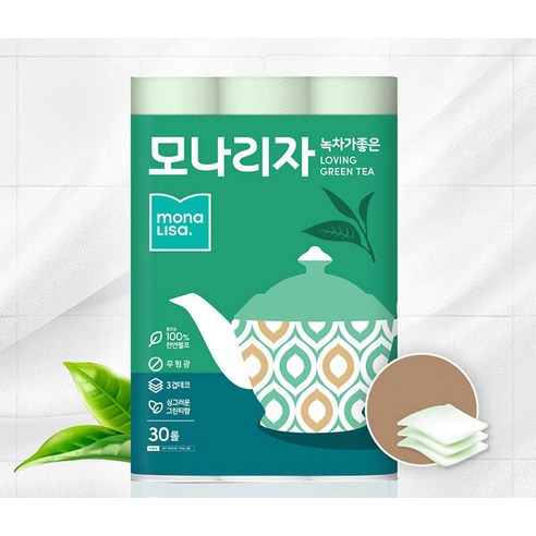 촉촉하고 향긋한 녹차가 좋은 천연펄프 롤화장지