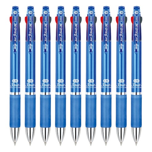 자바펜 제트 3볼 M 0.38mm, 블루, 9개