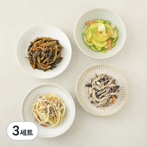 집반찬연구소 담백한 반찬 4종 감자햄볶음 80g + 애호박볶음 100g + 시래기된장지짐 90g + 느타리버섯볶음 90g, 3세트