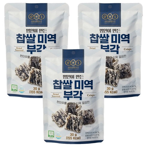 오희숙전통부각 찹쌀 미역 부각, 30g, 3개