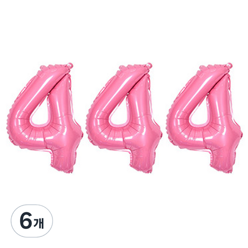 JOYPARTY 숫자 은박 풍선 대, 6개, 핑크 4