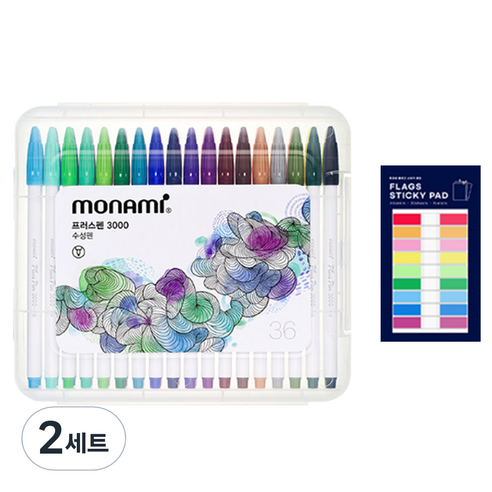 모나미 프러스펜 36색 + 투코비 플래그 9색 소, 혼합색상, 2세트