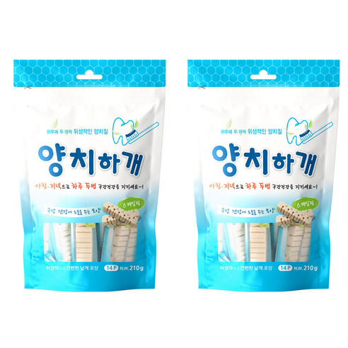 양치하개 강아지 덴탈껌 14p, 스케일링, 210g, 2개