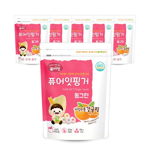 퓨어잇 핑거 동그란 자일리톨 감귤링, 감귤, 40g, 6개