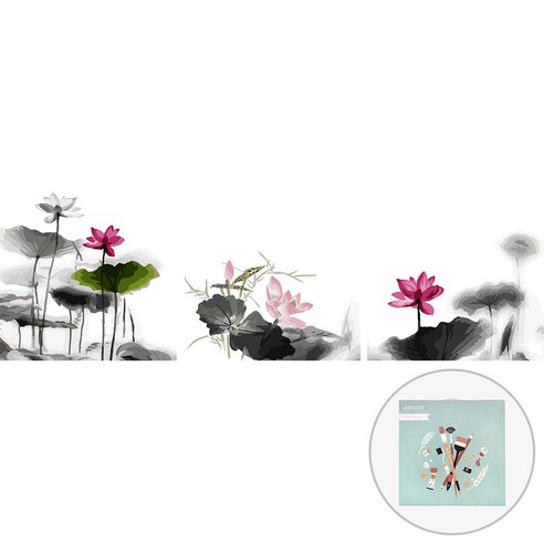 아트조이 DIY 명화그리기 키트 3단 세트 40x50cm, 연꽃, 1개