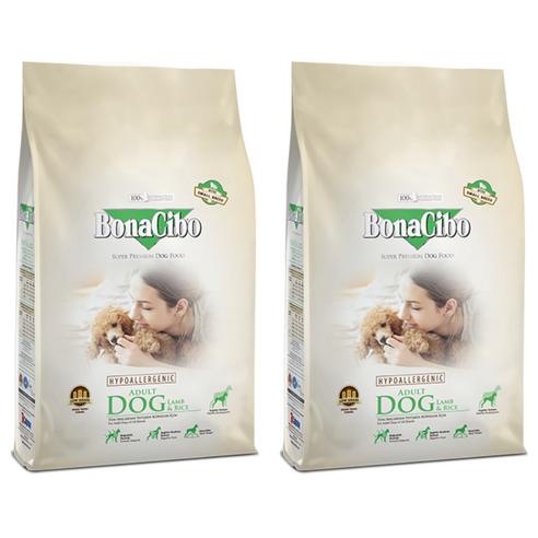 보나시보 어덜트 강아지 작은알갱이 건식사료, 양+쌀, 1.5kg, 2개