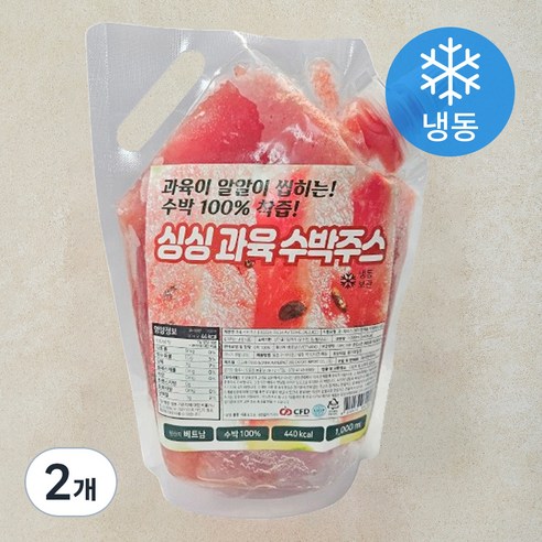지엔씨푸드 싱싱 과육 수박주스 (냉동), 2개, 1L
