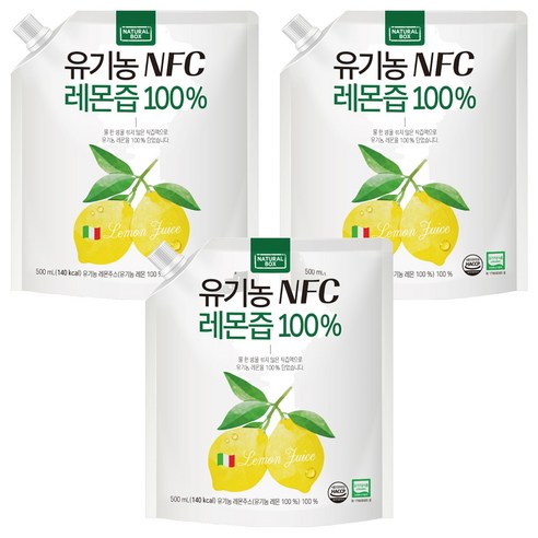 내추럴박스 유기농 NFC 레몬즙, 3개, 500ml