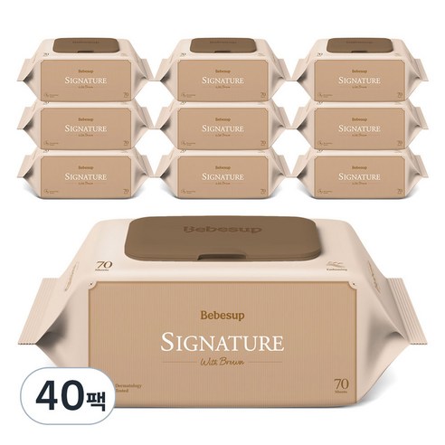 베베숲 시그니처 위드 브라운 아기물티슈 캡형, 65g, 70매, 40개