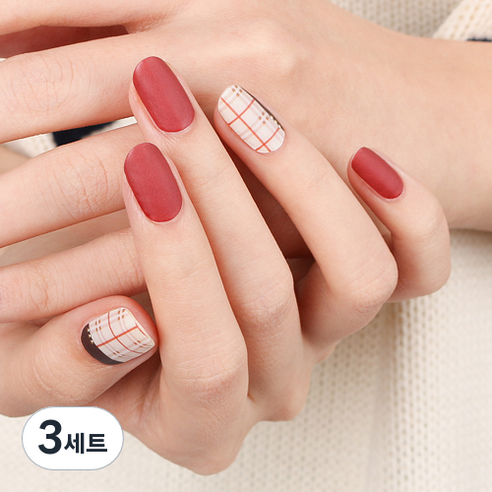 말랑 리얼 젤 네일스티커, 어텀체크, 3개