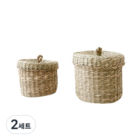마켓비 BELY 수제 수납함 2종 세트 BM25033, 내추럴, 2세트
