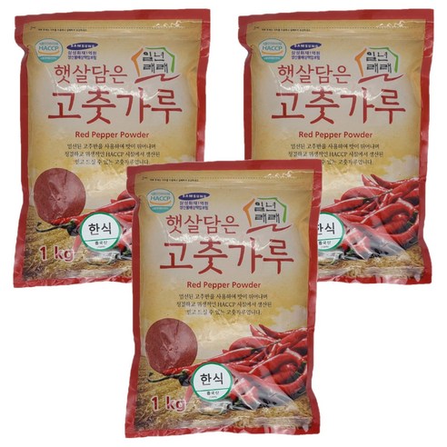 일년래래 햇살담은 중국산 한식용 고춧가루, 1kg, 3개
