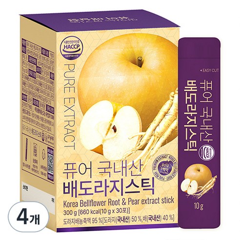 유기농마루 퓨어 국내산 배도라지청 스틱, 4개, 10g, 30개입
