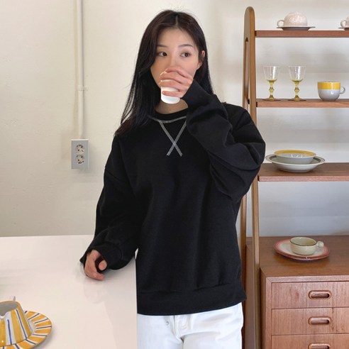 반에이크 여성용 포스틱 기모 맨투맨