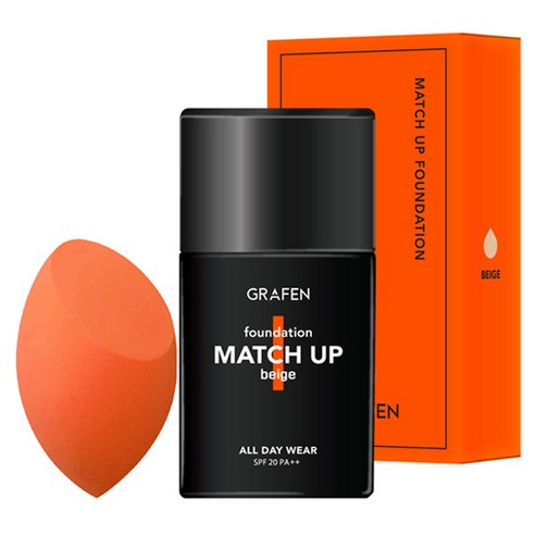 그라펜 매치업 파운데이션 40ml + 엣지 컷 퍼프, 23호 베이지, 1개