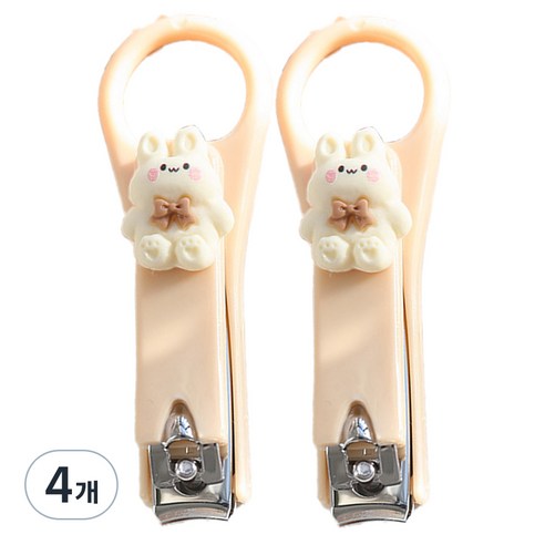 귀여운 미니 손톱깎이 크림 리본 토끼, 혼합색상, 4개