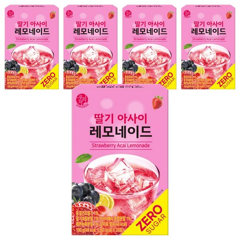 우리차 딸기 아사이 레모네이드 분말, 5g, 20개입, 5개