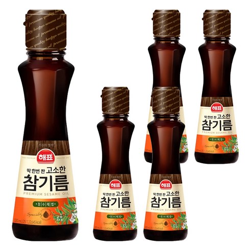 해표 고소한 참기름, 320ml, 5개