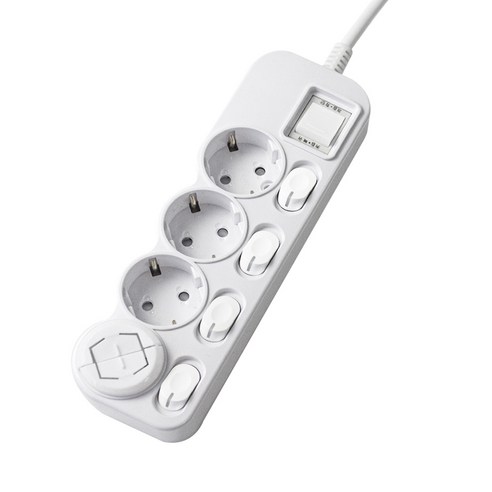 에코파워탭 LED 개별 과부하차단 멀티탭 전선형 4구, 5m, 화이트 + 랜덤 발송, 1개