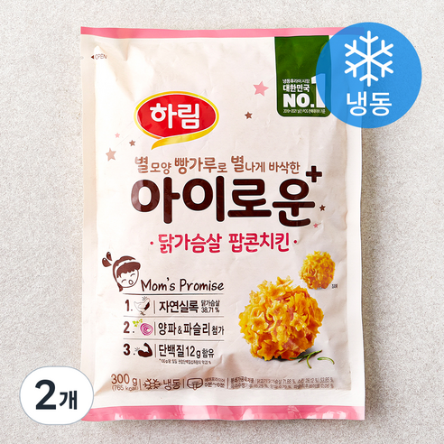 하림 아이로운 닭가슴살 팝콘치킨 (냉동), 300g, 2개