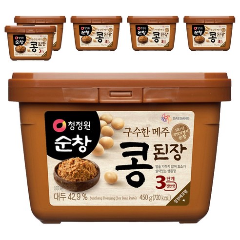 대상 청정원 메주 콩된장 사각, 450g, 6개