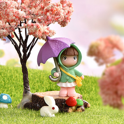 마음을 사로잡는 작은 행복, 미니 우산 소녀 피규어