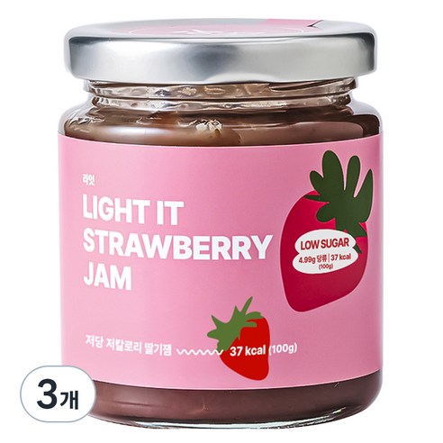 라잇 저당 저칼로리 딸기잼, 220g, 3개