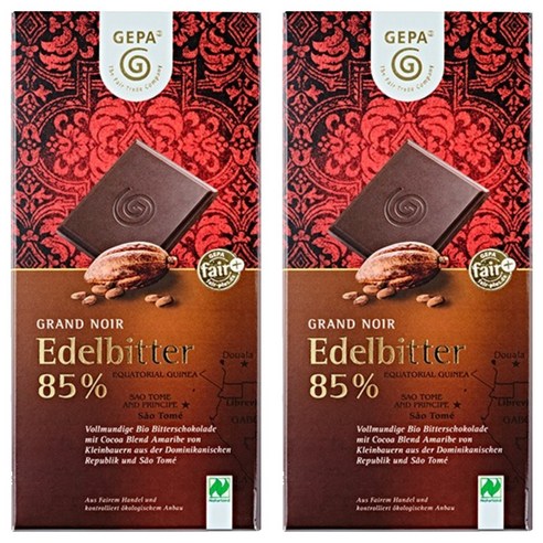 게파 유기농 다크 초콜릿 85%, 100g, 2개