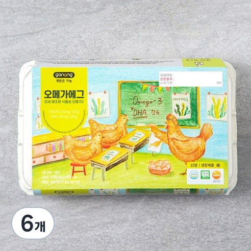 가농 무항생제 DHA 오메가3 특란, 15구, 6개