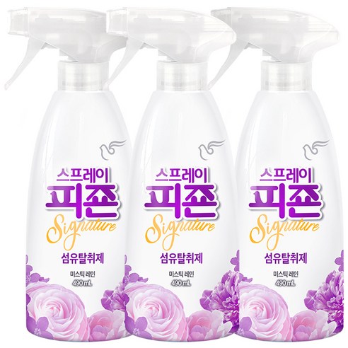 스프레이 피죤 시그니처 섬유탈취제 미스틱레인향, 490ml, 3개