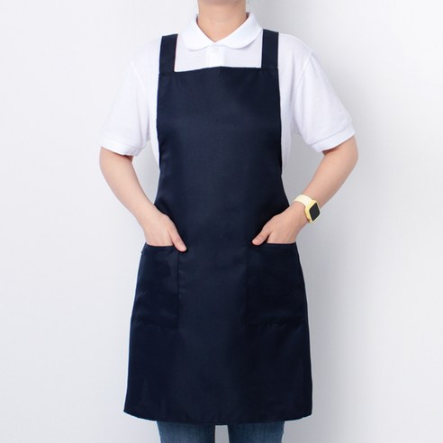 얇은 H형 무지 카페 바리스타 앞치마, 네이비, 1개