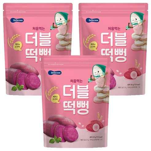 베베쿡 처음먹는 더블떡뻥 백미와고구마 30g, 3개, 백미 + 고구마 혼합맛