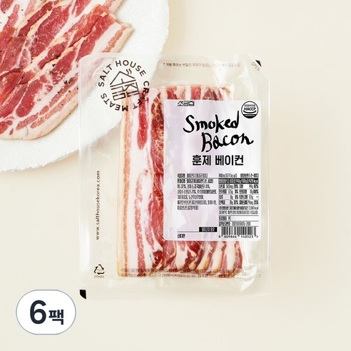 소금집 훈제 베이컨, 140g, 6팩