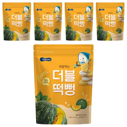베베쿡 처음먹는 더블떡뻥, 5개, 30g, 백미 + 단호박 혼합맛