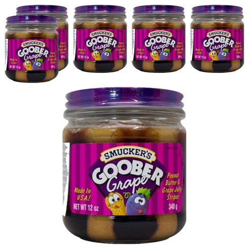 스머커즈 구버 포도 땅콩버터, 6개, 340g