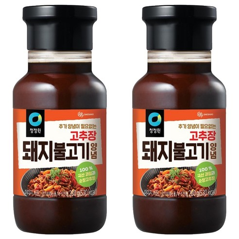 청정원 고추장 돼지불고기 양념, 280g, 2개